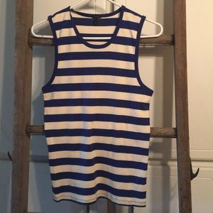 J crew tank top blue and cream large 100%cotton
